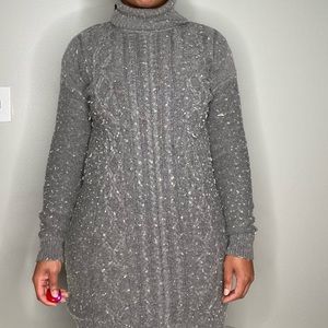 Gray sweater dress